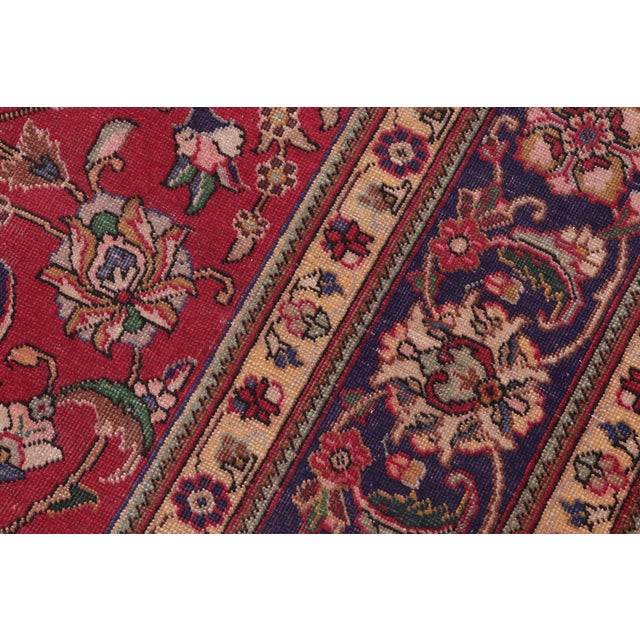 1980s Retro Persian Kashan Red/Blue Wool Rug - 8'7'' X 12'7'' For Sale - Image 5 of 10