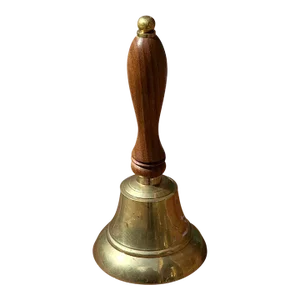 Large 1970s Brass and Wood Teachers Bell