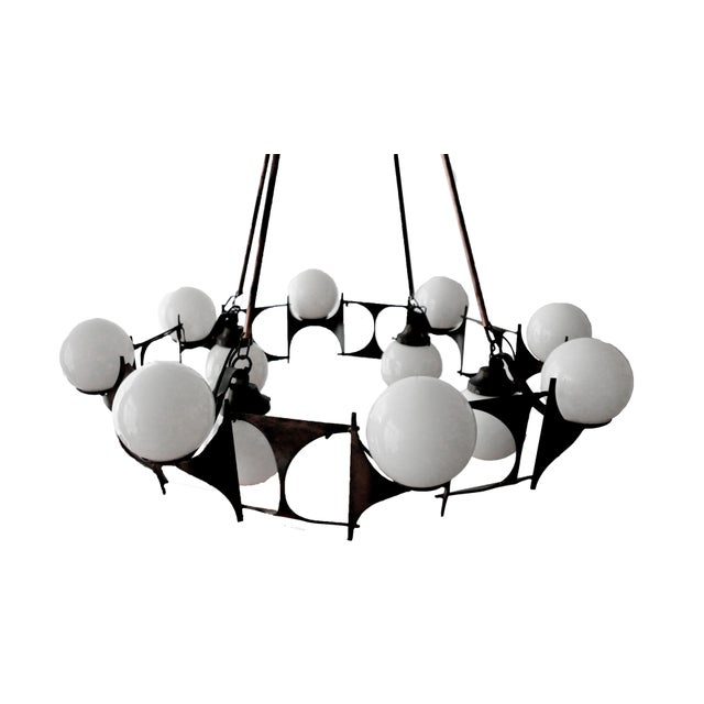 Mid-Century Modern Brutalist Style Chandelier, 1950s For Sale - Image 3 of 16