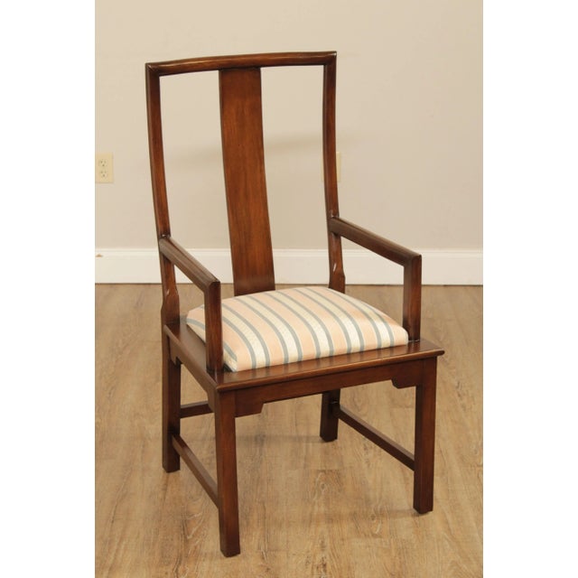1980s Martin Industries Vintage Pair Asian Yoke Back Armchairs For Sale - Image 5 of 13
