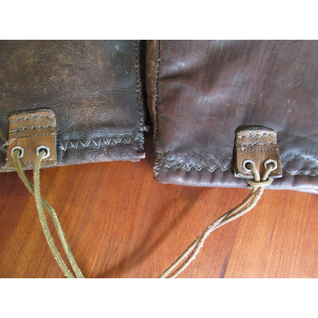 Textile Antique 1930s Custom Made Leather Thumbless Boxing Gloves With Wooden Inserts For Sale - Image 7 of 13