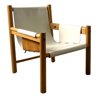 Safari Armchair in White Leather by Ibisco, Italian, 1970s For Sale