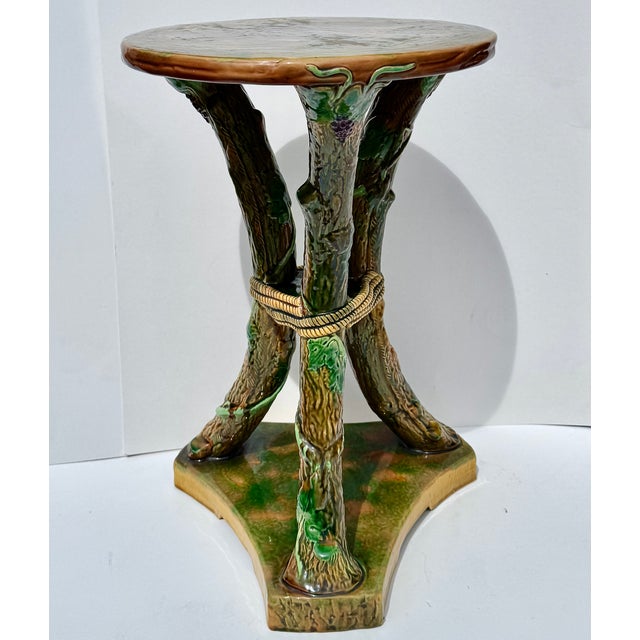 George Jones Majolica Faux Bois Drinks Table or Garden Seat, England Circa 1878 For Sale - Image 11 of 17