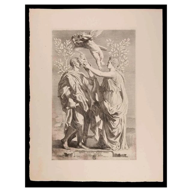 After Claude Mellan, The Work of Horace, Original Etching, 19th-Century For Sale