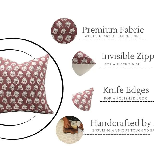 Fabdivine Design Rustic Block Print Cushion Cover 24x24 Inch Duck Canvas-Chhatri For Sale - Image 4 of 4