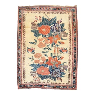 Early 20th Century Zabihi Collection Floral Square Persian Afshar Rug - 3'9" x 4'10" For Sale
