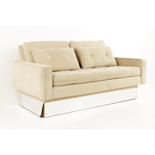 Milo Baughman Style Mid Century Chrome Base Settee Sofa For Sale - Image 10 of 10