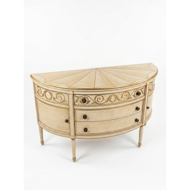 1990s 1990s Niermann Weeks Hand-Painted Neoclassical Sunburst Demilune Console Chest For Sale - Image 5 of 12