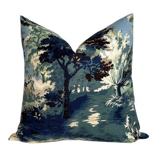 Lincoln Toile Pillow Cover in Navy For Sale
