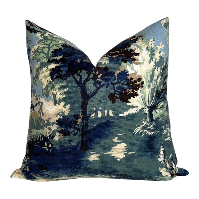 Lincoln Toile Pillow Cover in Navy For Sale