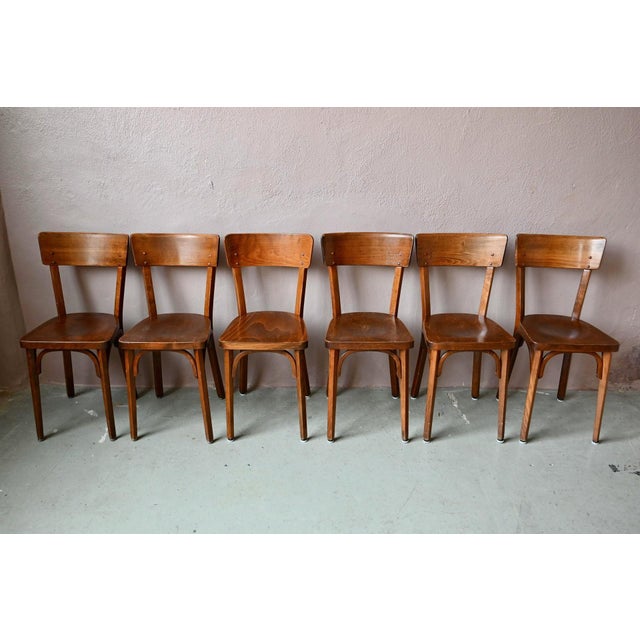 1970s Bent Beech Bistro Chairs by Joamin Baumann for Baumann, 1970s, Set of 6 For Sale - Image 5 of 15