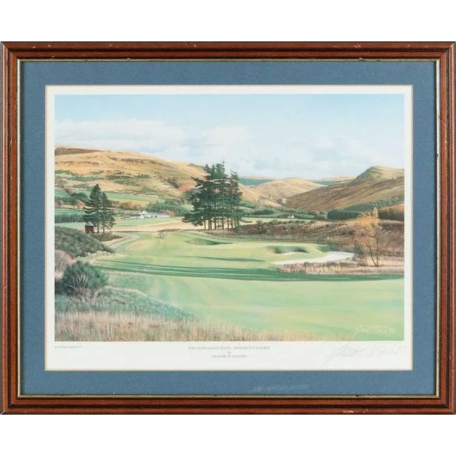 Paper Vintage Coloured Print of Photorealist Painting of Gleneagles Golf Course in Scotland by Graeme Baxter, Framed For Sale - Image 7 of 11