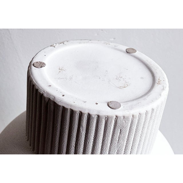 Contemporary White Sculptural Vase With Ribbed Neck and Base For Sale In Providence - Image 6 of 6