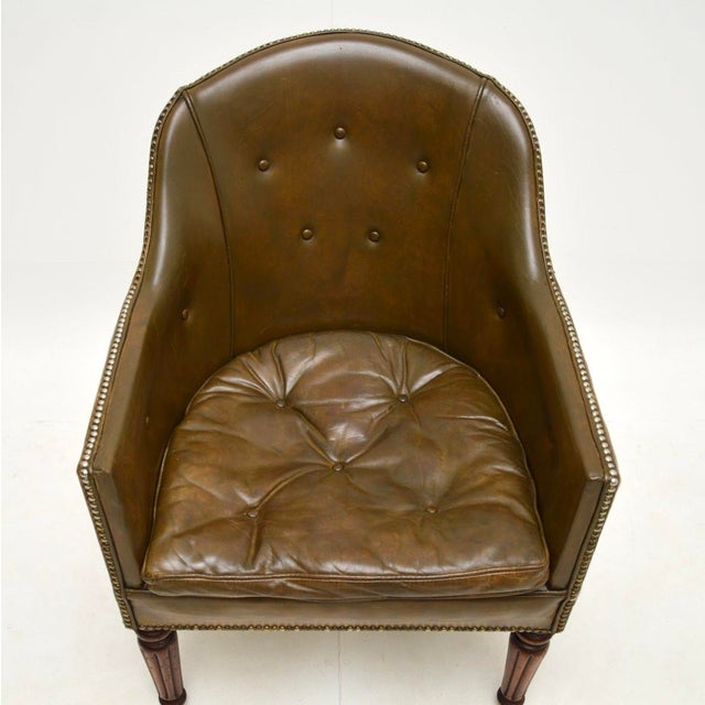 Wood Antique Victorian Leather Chair, 1840 For Sale - Image 7 of 11