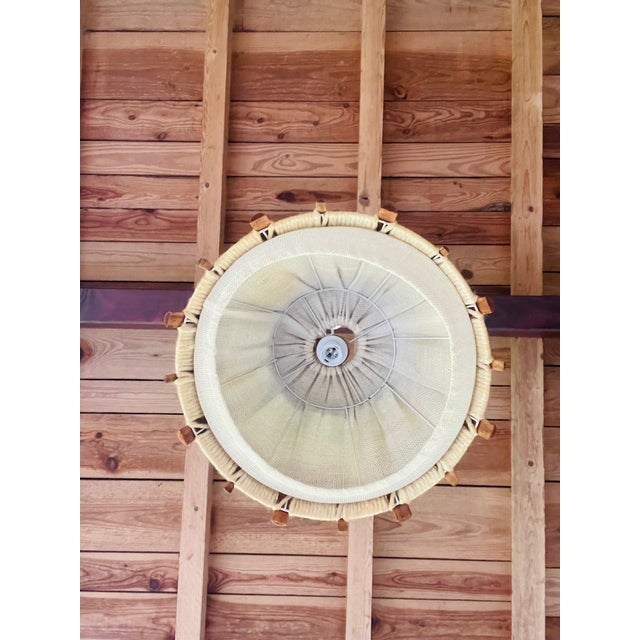 Vintage Scandinavian Wood and Jute Pendant Lamp, 1960s For Sale - Image 15 of 18