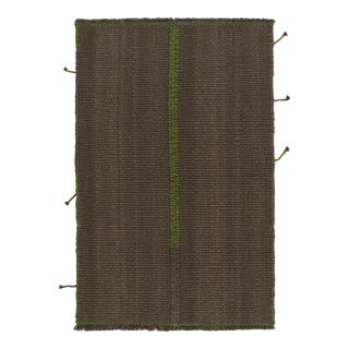 Rug & Kilim’s Contemporary Kilim in Brown With Green Accents For Sale