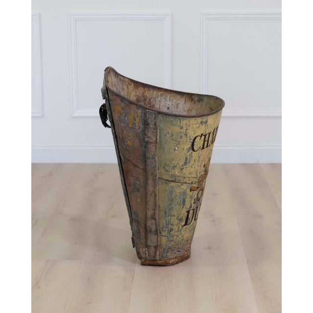 Light Yellow French Painted Grape-Picking Hod, Iron, Circa 1900, Rustic Decor For Sale - Image 8 of 9
