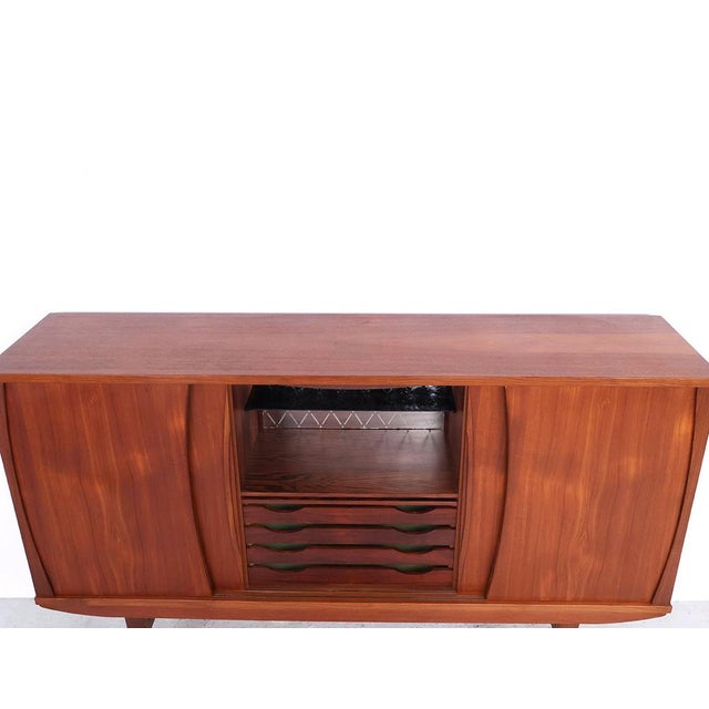 Wood Vintage Teak Highboard or High Sideboard with 4 Sliding Doors, 1960s For Sale - Image 7 of 18