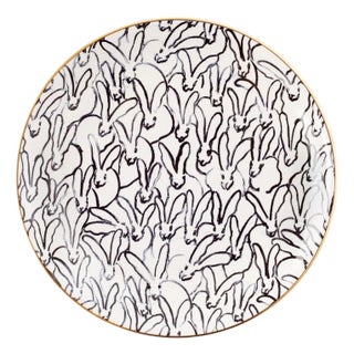 Rabbit Run Accent Plate With Hand-Painted Gold Rim For Sale