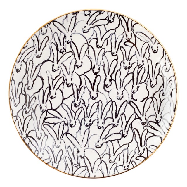 Rabbit Run Accent Plate With Hand-Painted Gold Rim For Sale