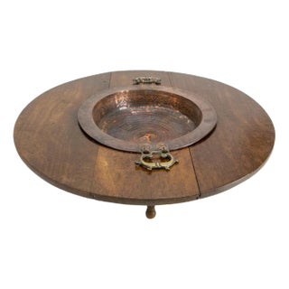 Spanish Basque Oak & Copper Brazier or Planter, 19th Century For Sale