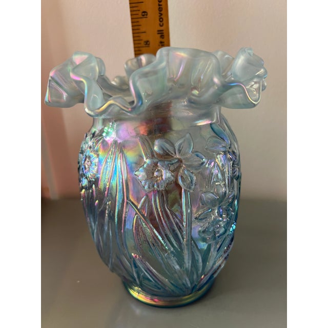 Vintage Fenton Opalescent Daffodil Ruffled Vase For Sale - Image 9 of 9