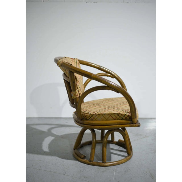 Mid Century Rattan Round Table and Swivel Chairs Set 5 Pieces Chairish