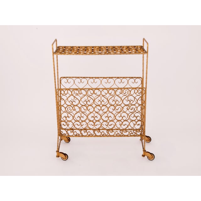 Mid-Century Modern Mid Century Italian Magazine Rack or Side Table Gold 1960s For Sale - Image 3 of 11