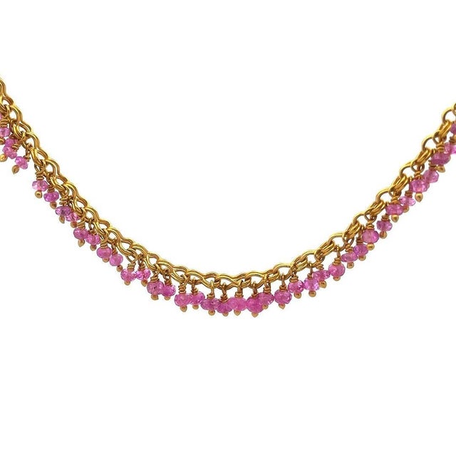 Gold 22k Gemstone Necklace Yellow Genuine Dangle Bead Collar Style For Sale In Miami - Image 6 of 8