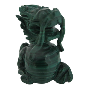 Malachite Carved Chinese Dragon Foo Dog Amulet Miniature Figurine
