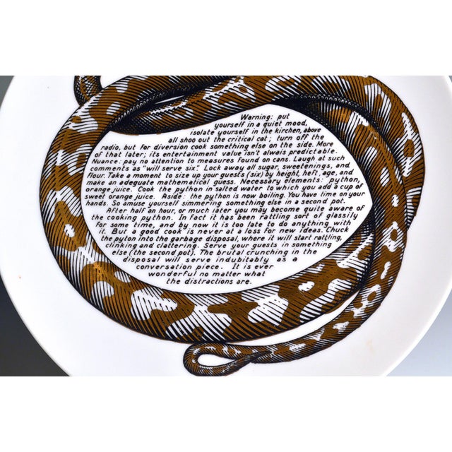 1960s Fornasetti Fleming Joffe Recipe Plate, Python a L’Orange Italy, 1967–1974 For Sale - Image 5 of 10