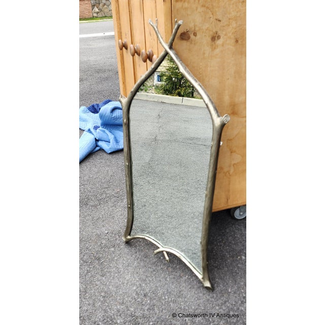 Metal Vintage Carver's Guild Carol Conner Gothic Twig Mirror ~ 42 X 21 Pewter Finish For Sale - Image 7 of 13