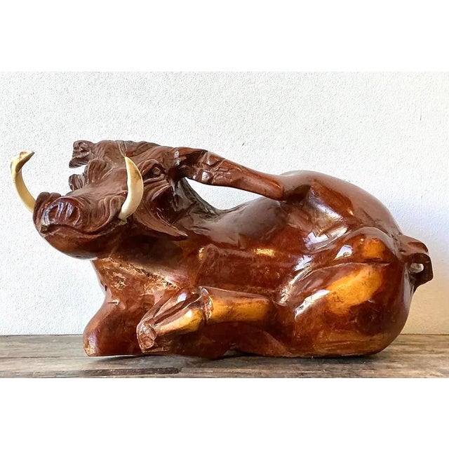 Vintage Hand Carved Wild Boar For Sale - Image 12 of 12
