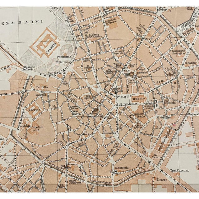 Antique map of Milano Italy from an atlas. Combined shipping available, please inquire.