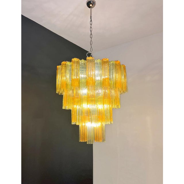Large Vintage Green and Amber Murano Glass Tiered Chandelier, 1990s For Sale - Image 15 of 18