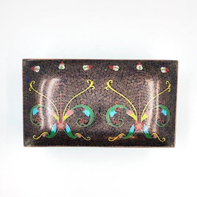 Cloisonné Enamel Box With Floral and Scrollwork Decoration, Late 19th to Early 20th Centur For Sale - Image 13 of 13