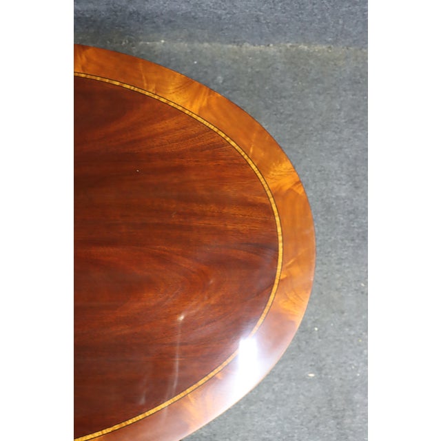 Coffee Henkel Harris Oval Mahogany Coffee Table With Banded Inlaid Top For Sale - Image 8 of 17