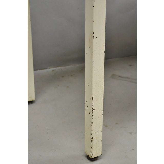 Vintage Mid Century Modern Steel Metal White Laminate Top Coffee Table Bench For Sale In Philadelphia - Image 6 of 14