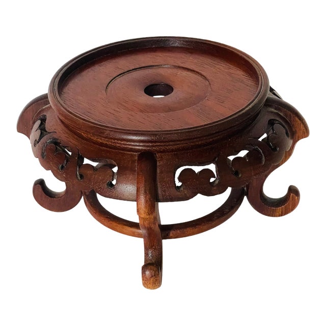 Vintage Chinese Sculpture of Flower Stand Carved Wood For Sale