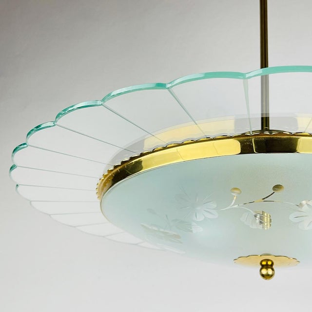 Vintage Disk Chandelier attributed to Pietro Chiesa for Fontana Arte, Italy, 1940s For Sale - Image 10 of 18