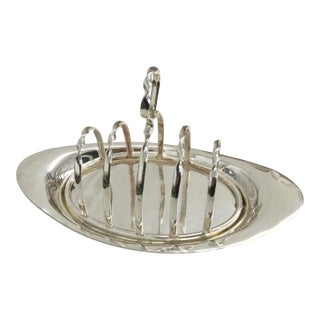 English Four Slice Silver Plate Toast Rack For Sale