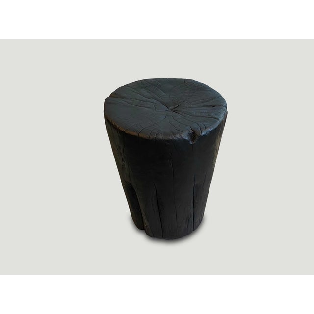 Contemporary Andrianna Shamaris Charred Teak Wood Side Table or Stool For Sale - Image 3 of 5