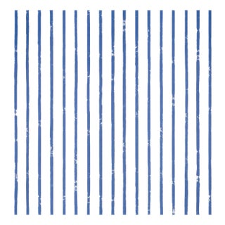 Schumacher Springs Stripe Wallcovering in Navy For Sale