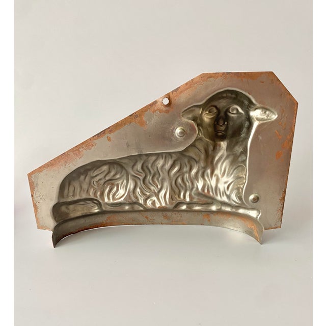 Vintage French Copper Chocolate Mold Sitting Lamb Easter For Sale - Image 13 of 18