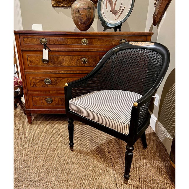 1910s English Regency Style Ebonized Library Chair For Sale - Image 10 of 10