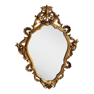 Large Ornate Tapered Gold-Frame Wall Mirror For Sale