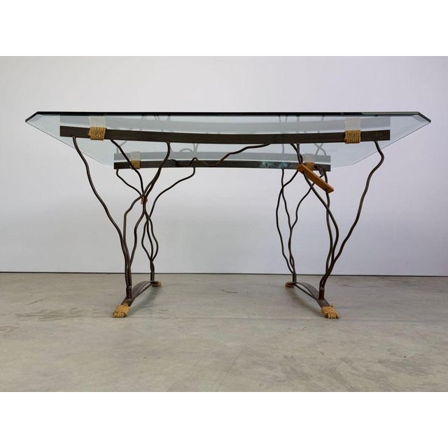 Vintage Organic Wrought Iron and Glass Dining Table, 1970s For Sale - Image 6 of 18