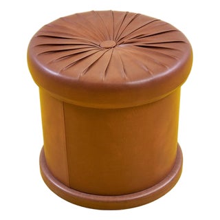 Leather Ottoman with Details For Sale
