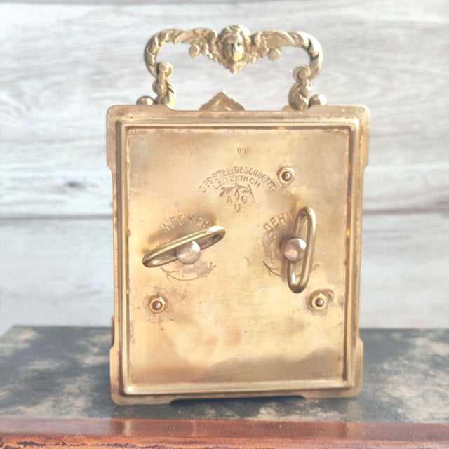 Authentic German antique desk carriage clock manufactured by the renowned Lenzkirch factory around 1908 - 1909. Serial...