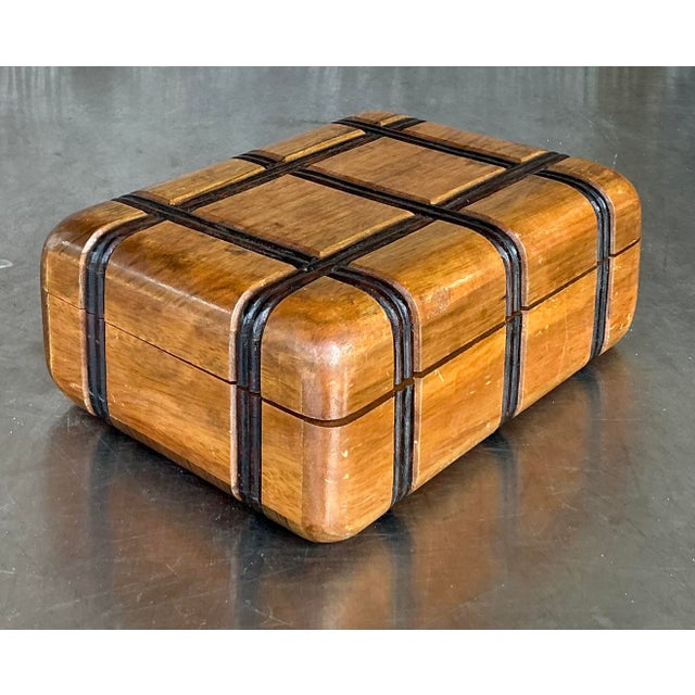 Mid-Century Modern Vintage Boho Carved Grid Box For Sale - Image 3 of 12